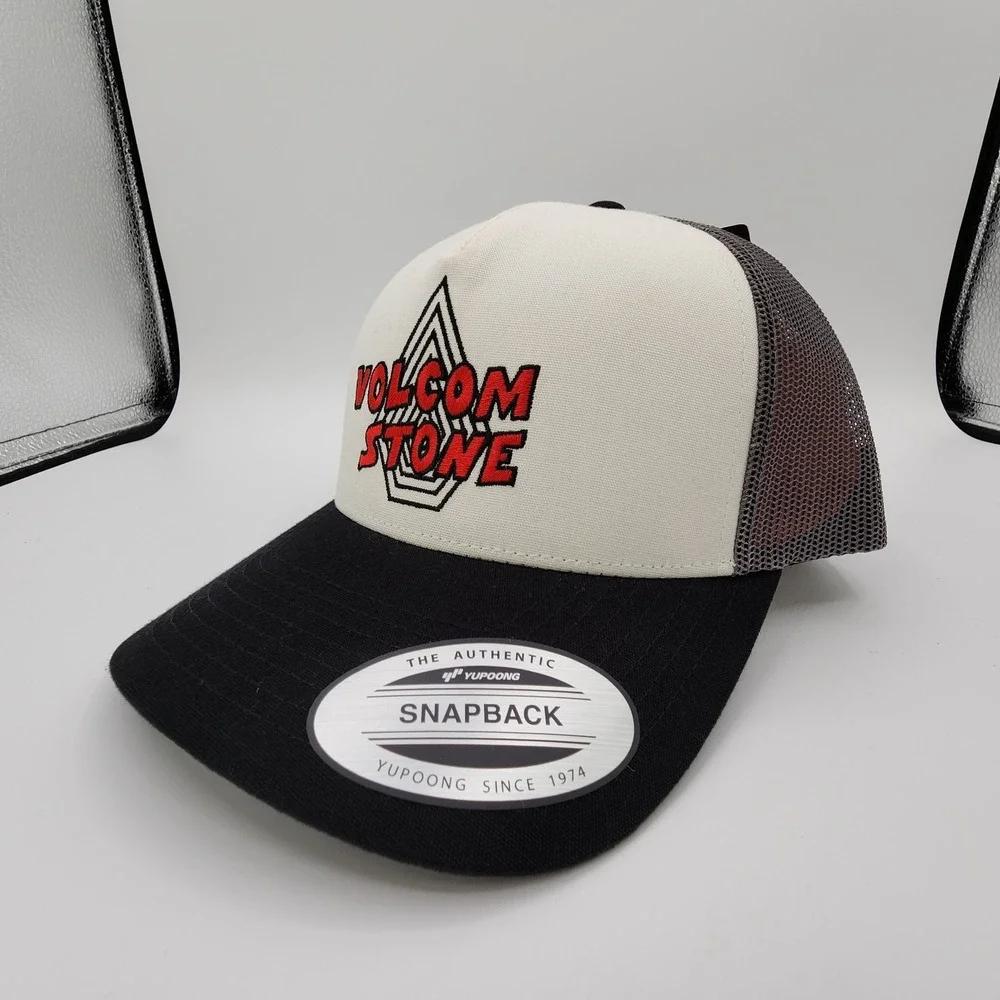 Volcom Stone Pit Stop Trucker Hat Mesh Adjusstable Snapback White Black Grey New